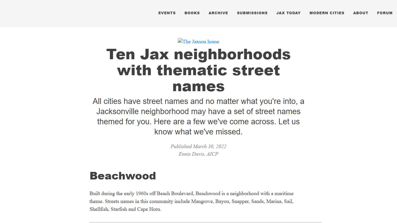 Ten Jax neighborhoods with thematic street names